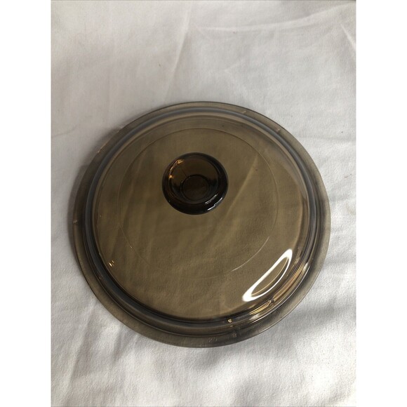 Vintage Pyrex USA Round Replacement Lid Brown Amber Glass V-1-C Visions 6.25" - Picture 1 of 5